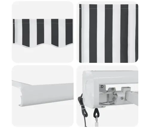 Izvelkama Markīze, Pelēka Un Balta, 3X2,5 M, Audums, Alumīnijs Vidaxl