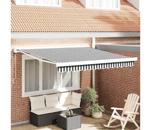 Sissetõmmatav Varikatus Sinine-Valge 3X2,5 M Kangas, Alumiinium