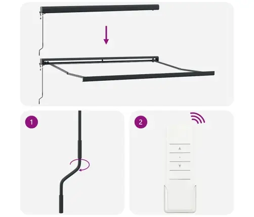 Ištraukiama Markizė, Antracito/Balta, 3X2,5M, Audinys/Aliuminis