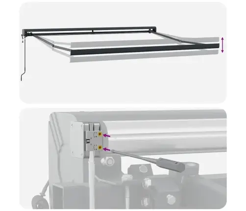 Ištraukiama Markizė, Antracito/Balta, 3X2,5M, Audinys/Aliuminis