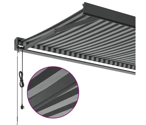 Izvelkama Markīze Antracītpelēka Balta Audums Alumīnijs Vidaxl