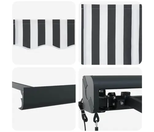 Sissetõmmatav Varikatus Antratsiit-Valge 4X3M Kangas/Alumiinium