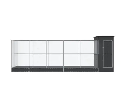 Linnumaja Koos Laiendusega, Hõbedane, 623X203X216 cm Teras