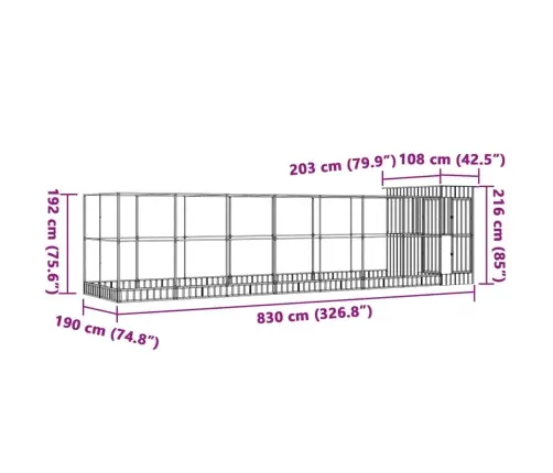 Putnu Māja, Sudraba Krāsa, 830X203X216 Cm, Tērauds Vidaxl