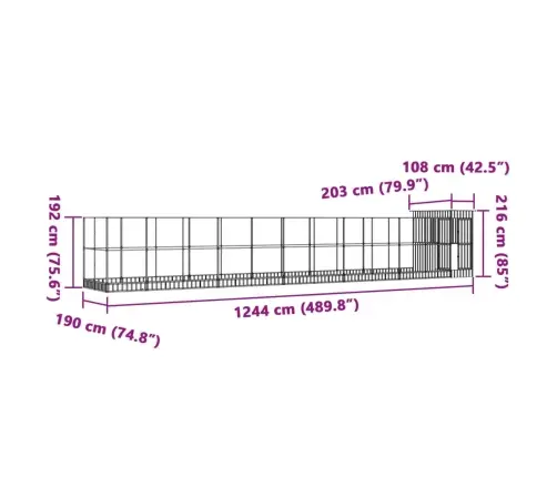 Linnumaja Koos Laiendusega, Hõbedane, 1244X203X216 cm Teras