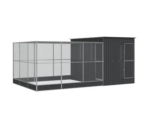 Linnumaja Koos Laiendusega, Hõbedane, 497X303X216 cm Teras