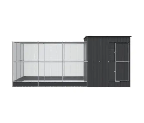 Linnumaja Koos Laiendusega, Hõbedane, 497X303X216 cm Teras