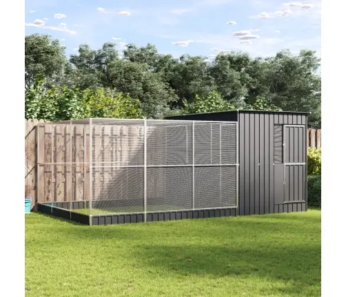 Linnumaja Koos Laiendusega, Hõbedane, 497X303X216 cm Teras