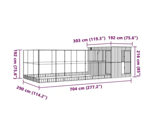 Paukštidė Su Prailginimu, Sidabrinė, 704X303X216cm Plienas