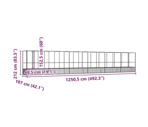 Putnu Māja, Sudraba Krāsa, 1250,5X107X212 Cm, Tērauds Vidaxl