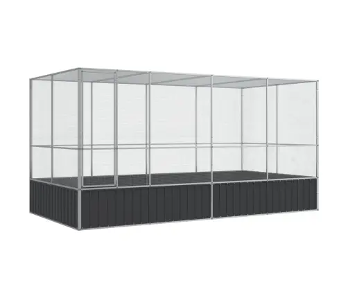 Putnu Būris Ar Pagarinājumu, Sudraba Krāsā, 418X207X212 Cm, Tērauds Vidaxl