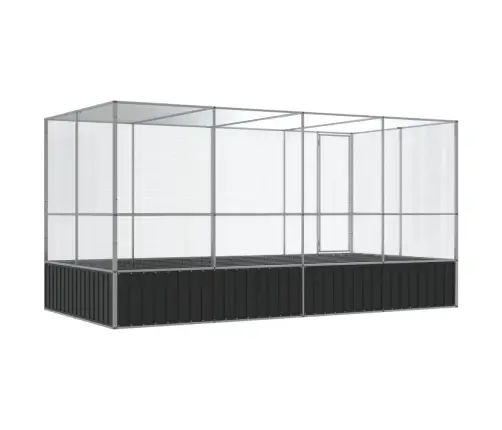 Putnu Būris Ar Pagarinājumu, Sudraba Krāsā, 418X207X212 Cm, Tērauds Vidaxl