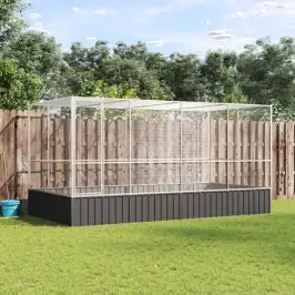 Putnu Būris Ar Pagarinājumu, Sudraba Krāsā, 418X207X212 Cm, Tērauds Vidaxl