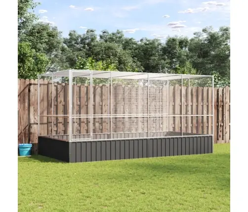 Putnu Būris Ar Pagarinājumu, Sudraba Krāsā, 418X207X212 Cm, Tērauds Vidaxl