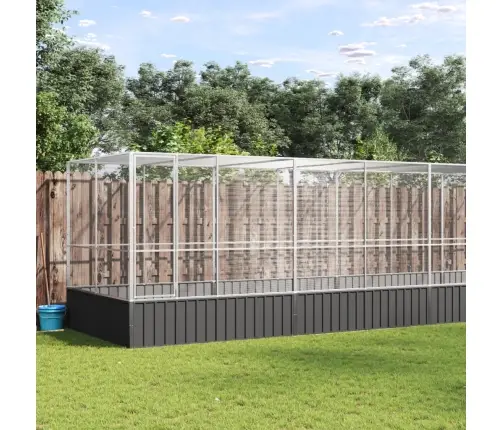 Putnu Māja, Sudraba Krāsa, 832X207X212 Cm, Tērauds Vidaxl