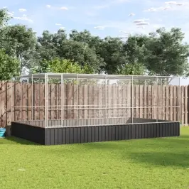 Linnumaja Koos Laiendusega, Hõbedane, 518X307X212 cm Teras