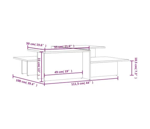 Kafijas Galdiņi, 2 Gab., Pelēki, Inženierijas Koks Vidaxl
