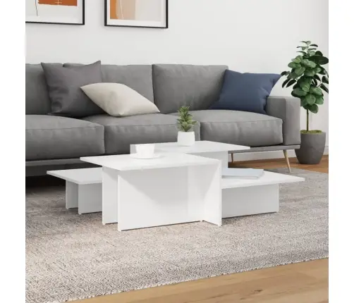 Kafijas Galdiņi, 2 Gab., Spīdīgi Balti, Inženierijas Koks Vidaxl