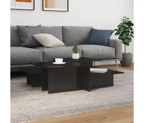 Kafijas Galdiņi, 2 Gab., Spīdīgi Melns, Inženierijas Koks Vidaxl