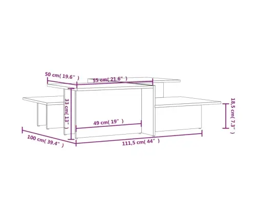 Kafijas Galdiņi, 2 Gab., Spīdīgi Pelēki, Inženierijas Koks Vidaxl
