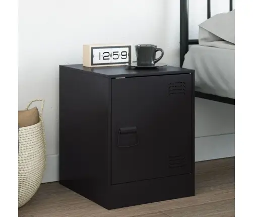 Naktsskapītis, Melns, 34,5X39X44 Cm, Tērauds Vidaxl