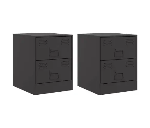 Naktsskapīši, 2 Gab., Melni, 34,5X39X44 Cm, Tērauds Vidaxl