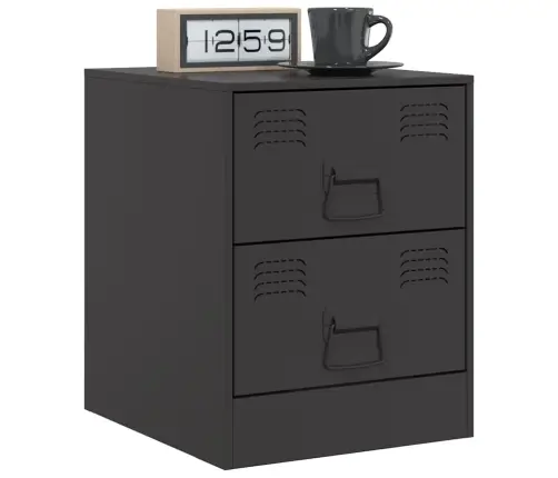 Naktsskapīši, 2 Gab., Melni, 34,5X39X44 Cm, Tērauds Vidaxl