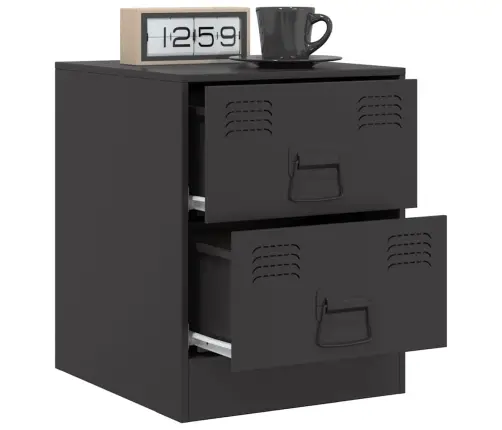 Naktsskapīši, 2 Gab., Melni, 34,5X39X44 Cm, Tērauds Vidaxl