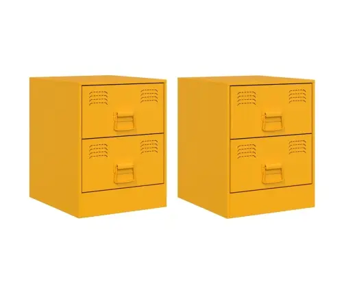 Naktsskapīši, 2 Gab., Dzelteni, 34,5X39X44 Cm, Tērauds Vidaxl