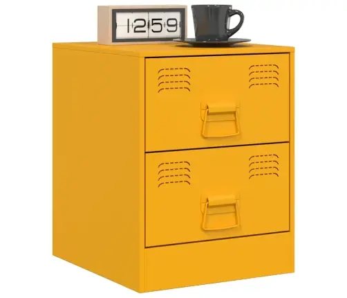 Naktsskapīši, 2 Gab., Dzelteni, 34,5X39X44 Cm, Tērauds Vidaxl