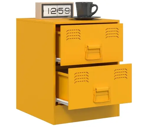 Naktsskapīši, 2 Gab., Dzelteni, 34,5X39X44 Cm, Tērauds Vidaxl
