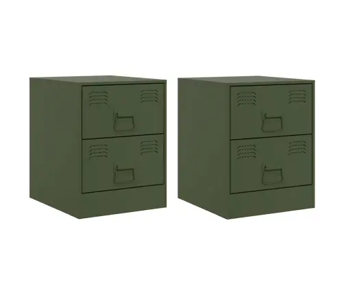 Naktsskapīši, 2 Gab., Zaļi, 34,5X39X44 Cm, Tērauds Vidaxl
