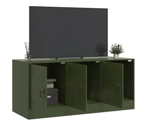 Televizoriaus Spintelė, Alyvuogių Žalia, 99X39X44cm Plienas Televizoriaus Spintelė, Alyvuogių Žalia, 99X39X44cm Plienas
