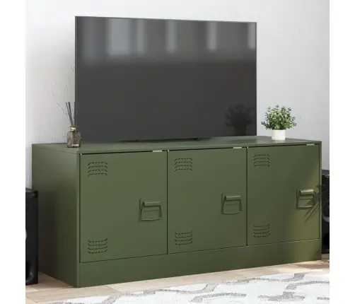 Televizoriaus Spintelė, Alyvuogių Žalia, 99X39X44cm Plienas Televizoriaus Spintelė, Alyvuogių Žalia, 99X39X44cm Plienas