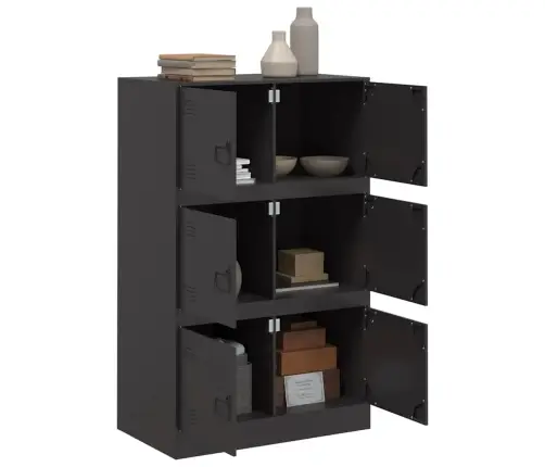 Kumode, Melna, 67X39X107 Cm, Tērauds Vidaxl