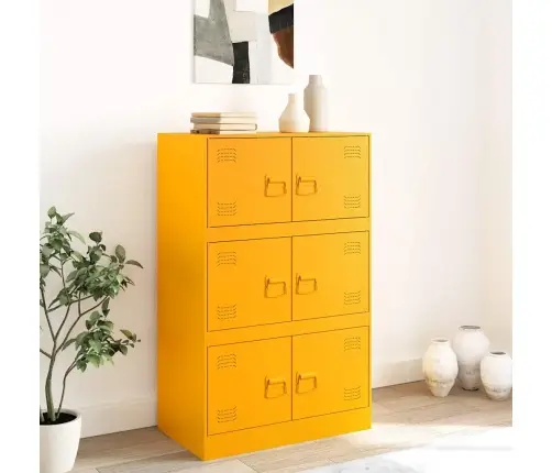 Kumode, Sinepju Dzeltena, 67X39X107 Cm, Tērauds Vidaxl