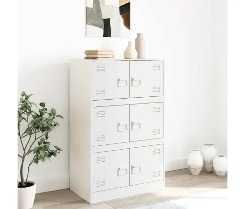 Kumode, Balta, 67X39X107 Cm, Tērauds Vidaxl