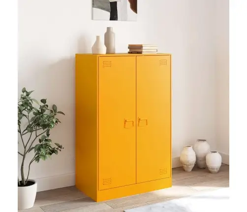 Kumode, Sinepju Dzeltena, 67X39X107 Cm, Tērauds Vidaxl