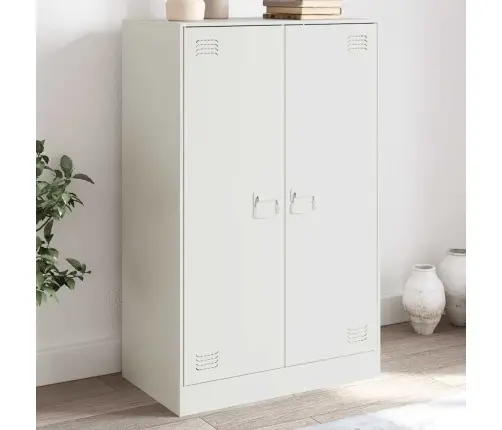 Kumode, Balta, 67X39X107 Cm, Tērauds Vidaxl