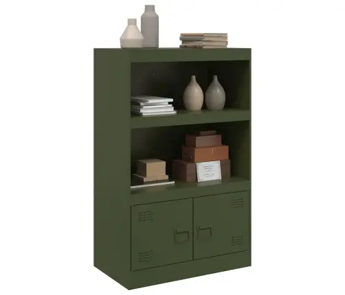 Kumode, Olīvu Zaļa, 67X39X107 Cm, Tērauds Vidaxl