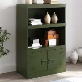 Kumode, Olīvu Zaļa, 67X39X107 Cm, Tērauds Vidaxl