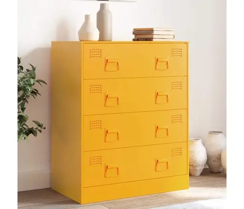 Kumode, Sinepju Dzeltena, 67X39X83 Cm, Tērauds Vidaxl