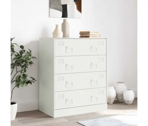 Kumode, Balta, 67X39X83 Cm, Tērauds Vidaxl