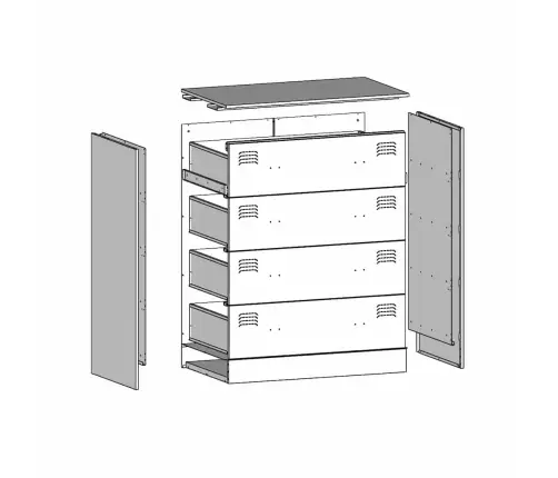 Kumode, Balta, 67X39X83 Cm, Tērauds Vidaxl