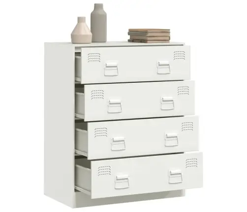 Kumode, Balta, 67X39X83 Cm, Tērauds Vidaxl