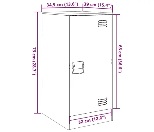 Šoninė Spintelė, Alyvuogių Žalia, 34,5X39X73cm Plienas