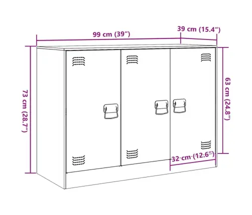 Kumode, Melna, 99X39X73 Cm, Tērauds Vidaxl