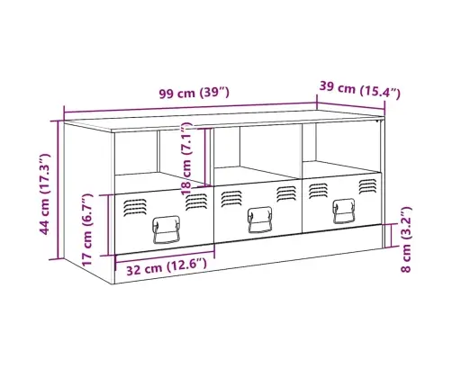 Tv Skapītis, 99X39X44 Cm, Tērauds, Balts Vidaxl