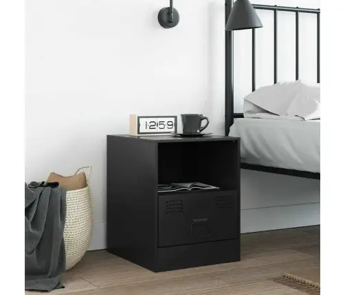 Naktsskapītis, Melns, 34,5X39X44 Cm, Tērauds Vidaxl Naktsskapītis, Melns, 34,5X39X44 Cm, Tērauds Vidaxl