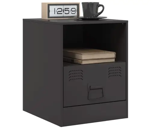 Naktsskapītis, Melns, 34,5X39X44 Cm, Tērauds Vidaxl Naktsskapītis, Melns, 34,5X39X44 Cm, Tērauds Vidaxl